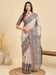 Cream Beige Tussar Manipuri Silk Printed Saree