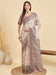 Cream Beige Tussar Manipuri Silk Printed Saree