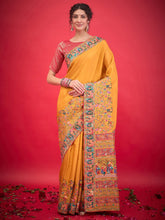 Mustard Banarasi Viscose Silk Woven Saree - The Dori Store