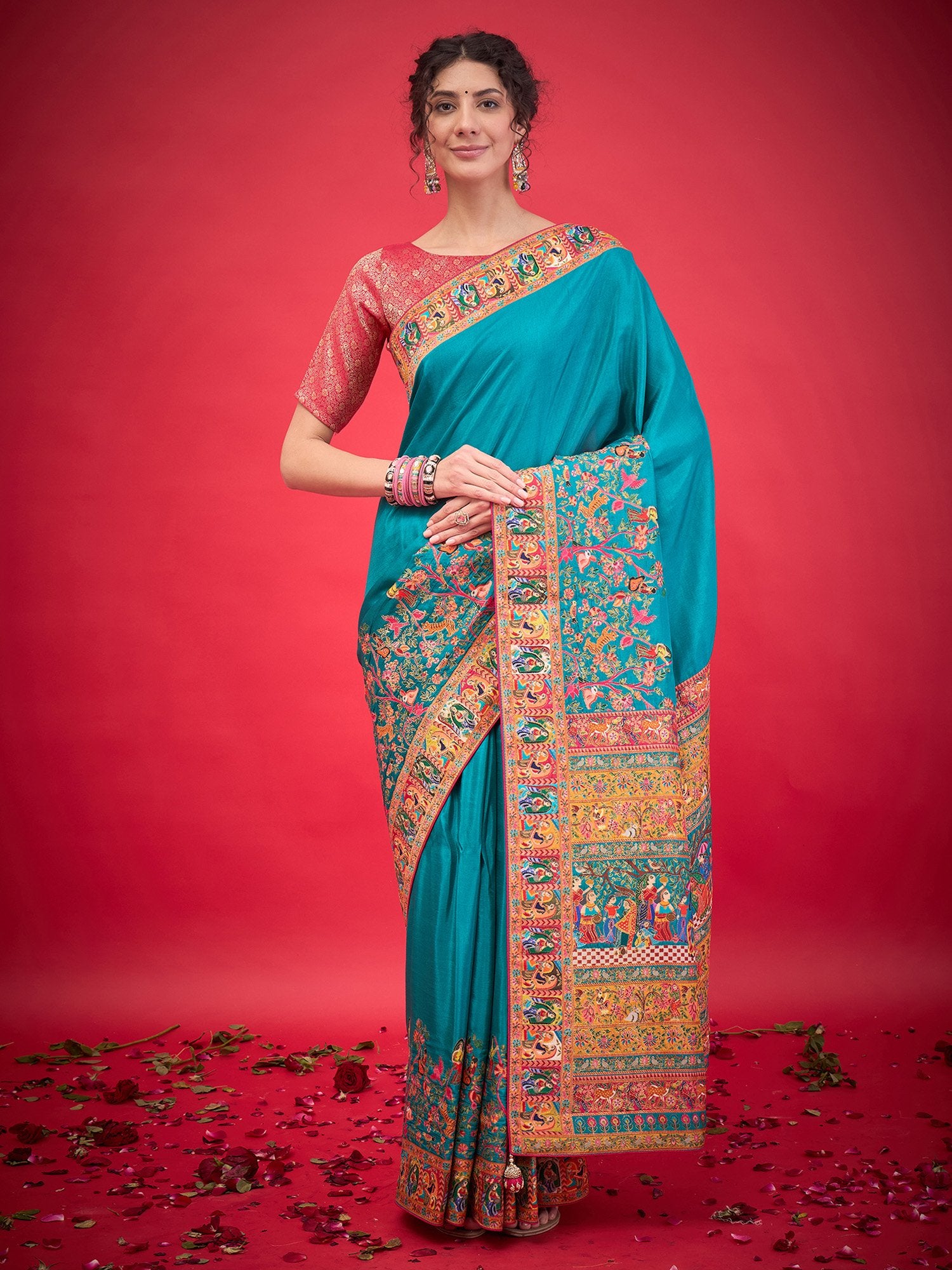 Light Blue Light Banarasi Viscose Silk Woven Saree
