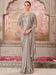 Grey Metallic Party Wear Satin Silk Embellished Saree
