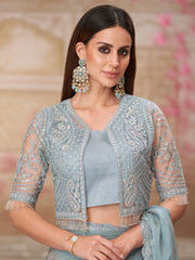 Light Party Wear Pure Georgette Embellished Saree - The Dori Store