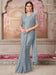 Blue Light Party Wear Pure Georgette Embellished Saree