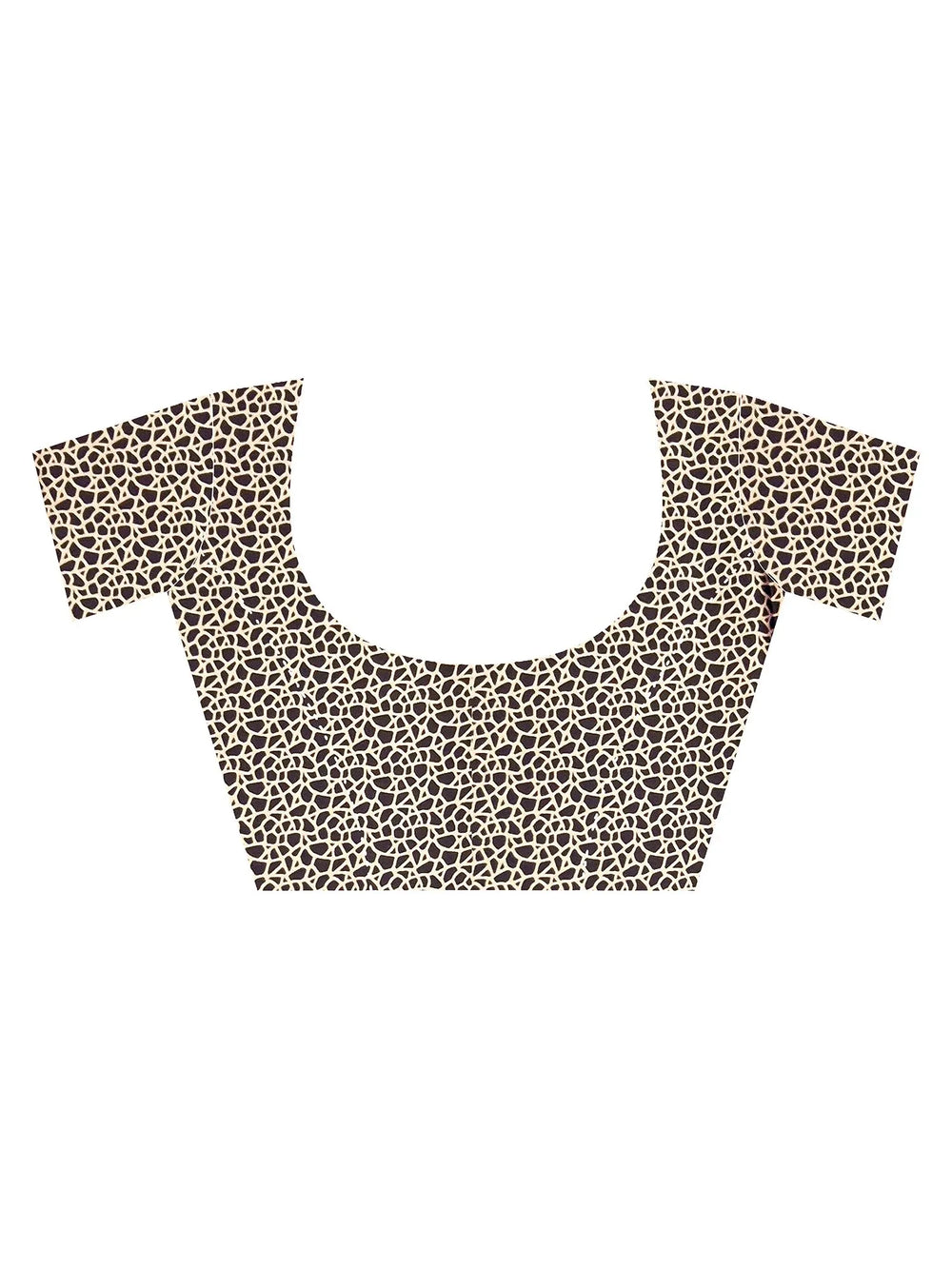 Beige Block Print Crepe Printed Saree - The Dori Store