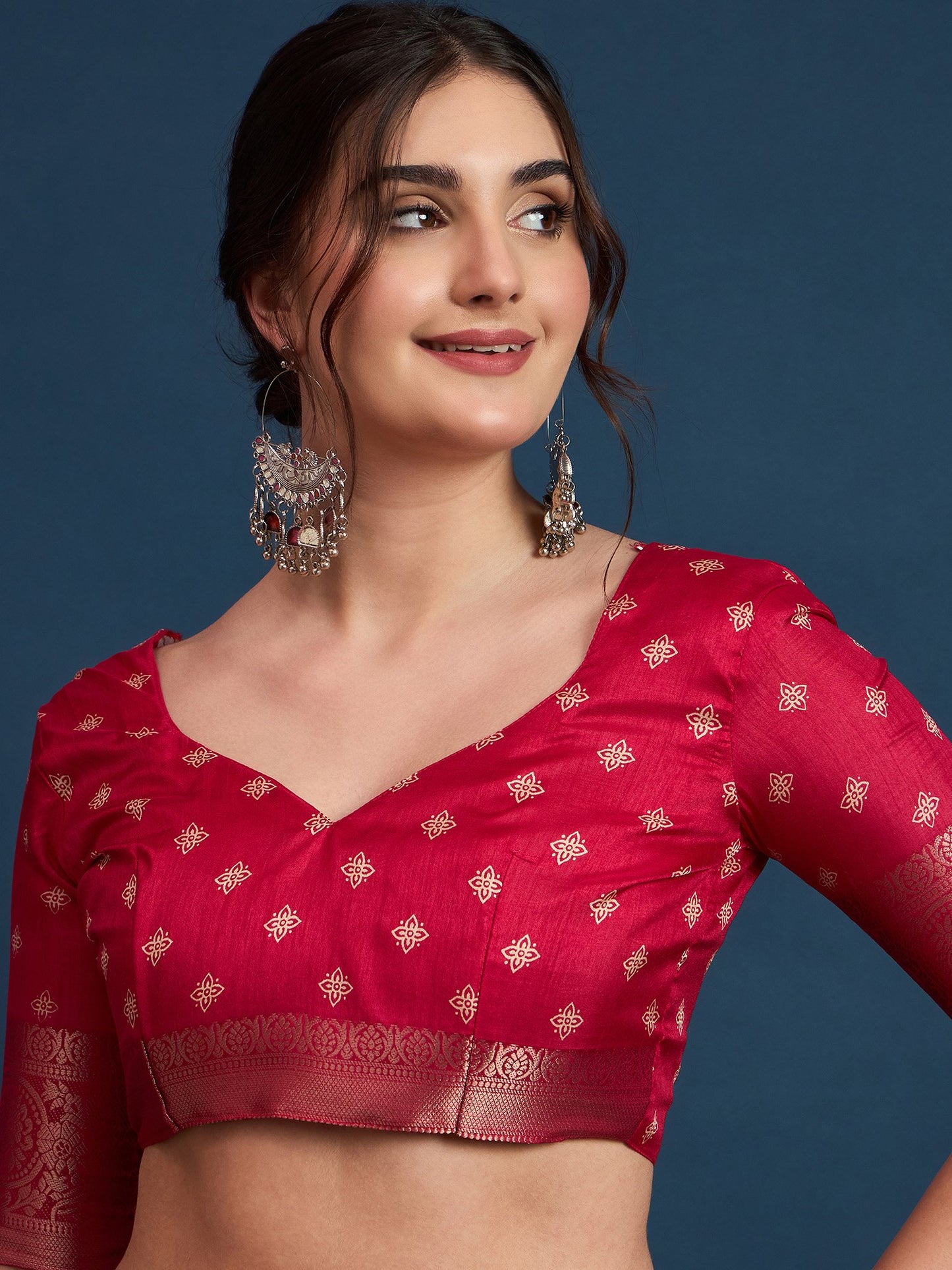 Pink Sungudi Silk Blend Printed Saree