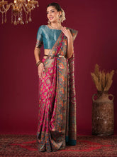 Pink Banarasi Viscose Silk Woven Saree - The Dori Store