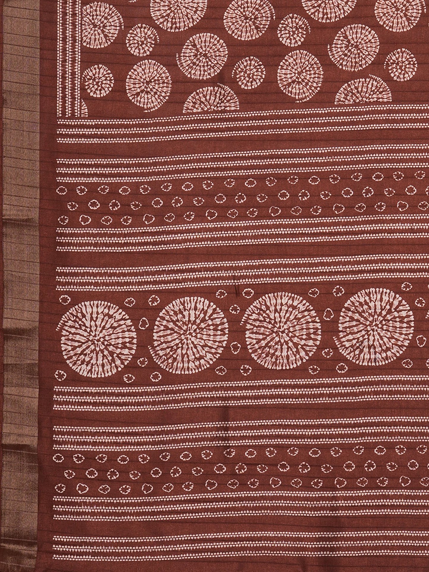 Brown Sungudi Silk Blend Printed Saree