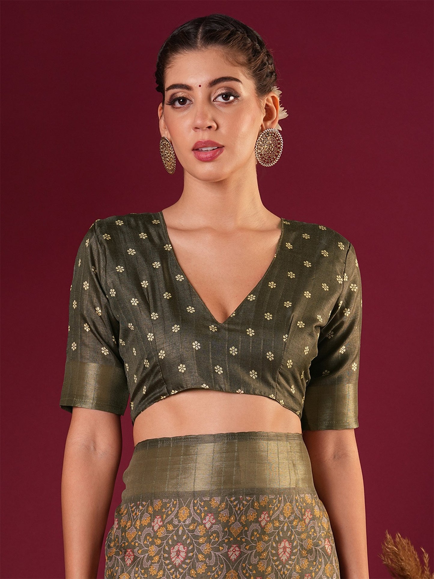 Light Sungudi Silk Blend Printed Saree
