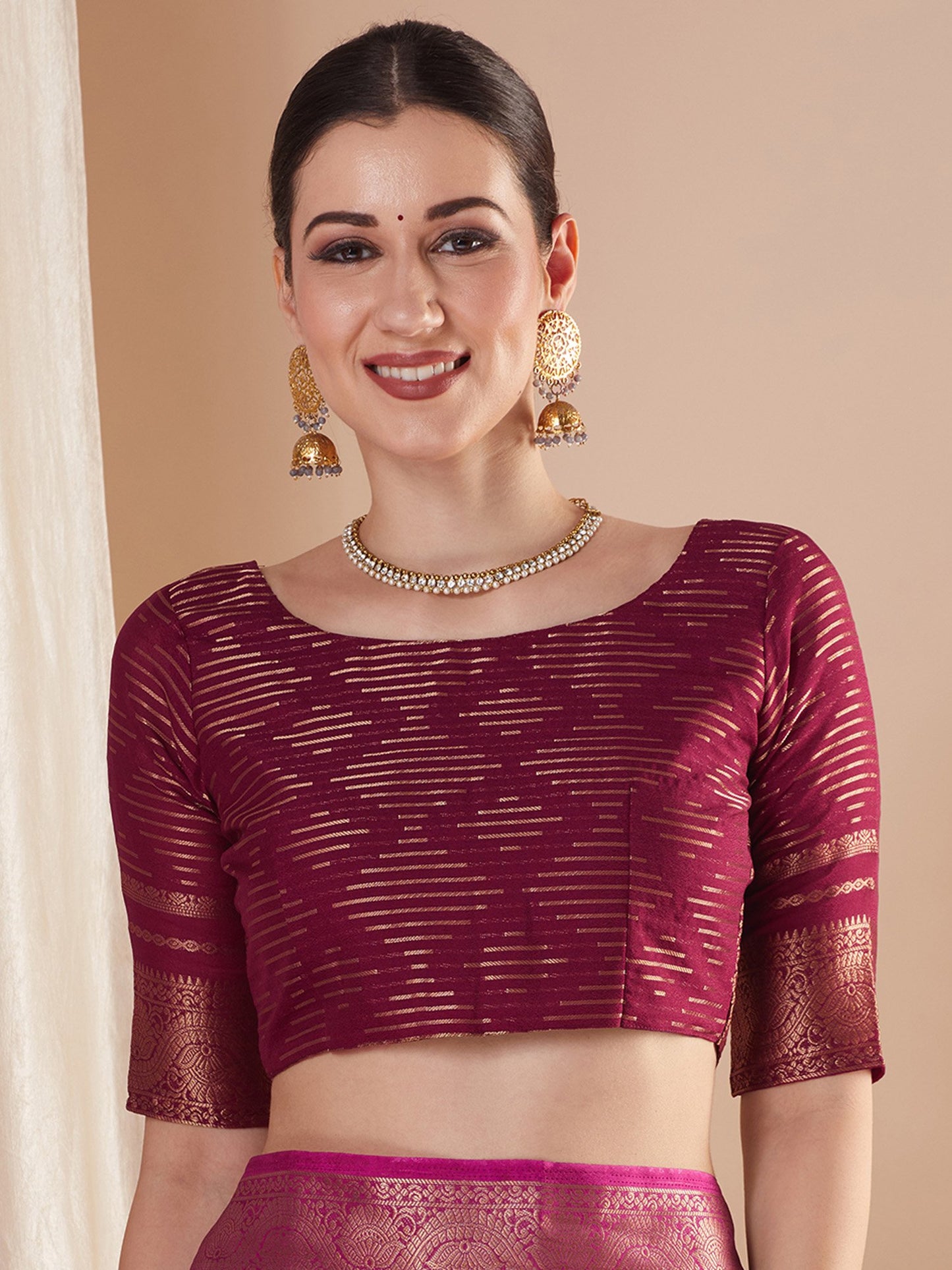 Magenta Banarasi Pure Georgette Woven Saree
