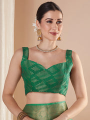 Green Banarasi Pure Georgette Woven Saree - The Dori Store