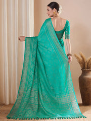 Turquoise Banarasi Pure Georgette Woven Saree - The Dori Store