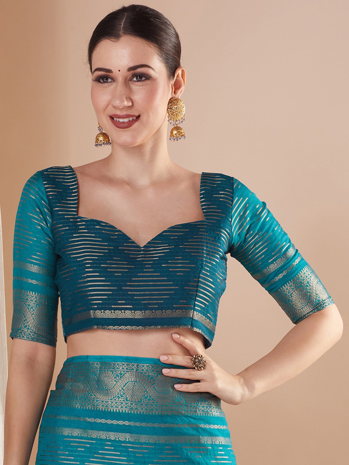 Blue Banarasi Pure Georgette Woven Saree