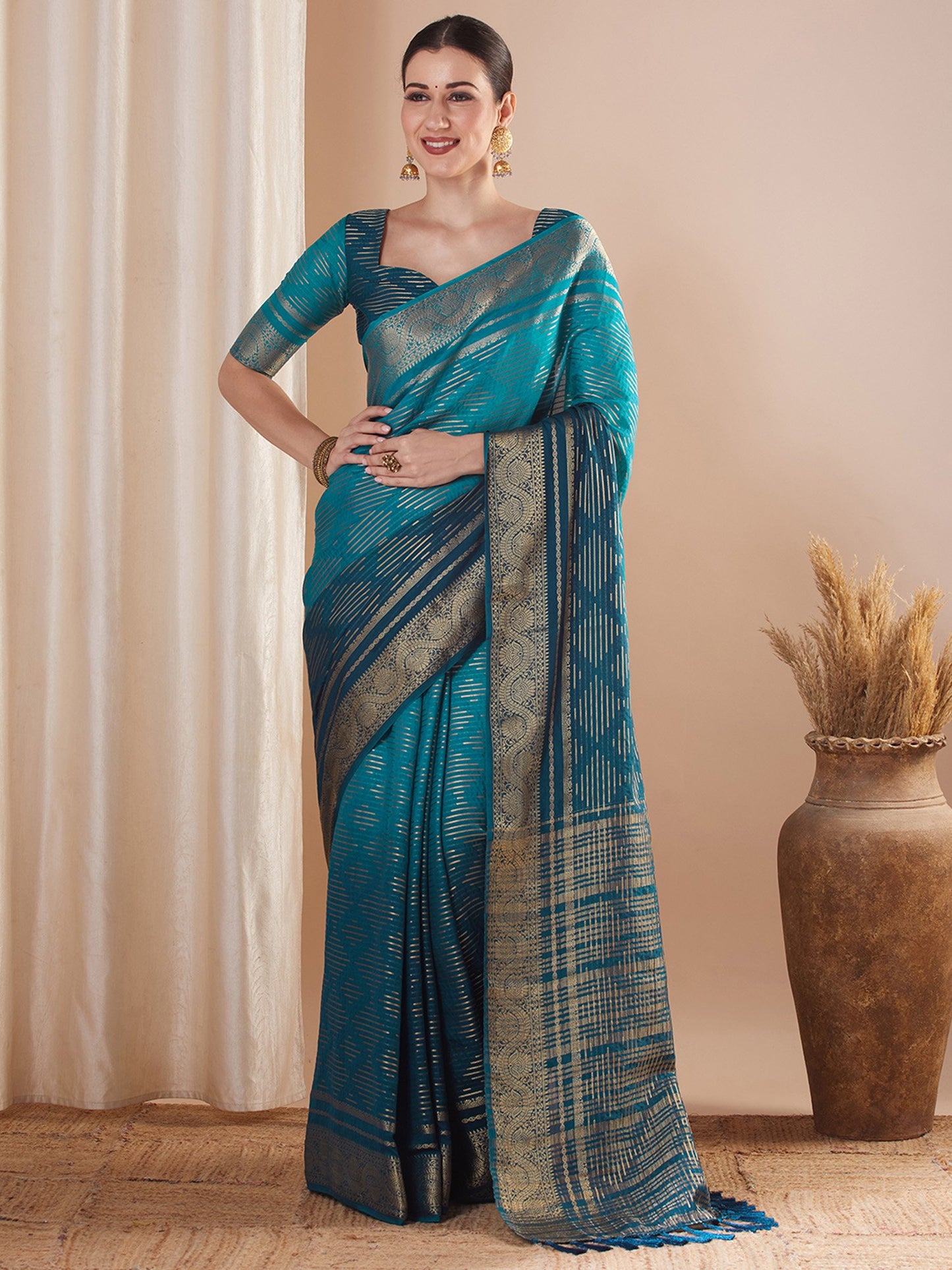 Blue Blue Banarasi Pure Georgette Woven Saree