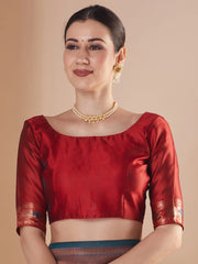 Teal Blue Paithani Silk Blend Festive Saree - The Dori Store