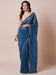 Blue Teal Party Wear Satin Silk Embellished Saree