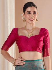 Blue Banarasi Silk Blend Woven Saree - The Dori Store