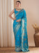 Blue Light Banarasi Silk Blend Woven Saree
