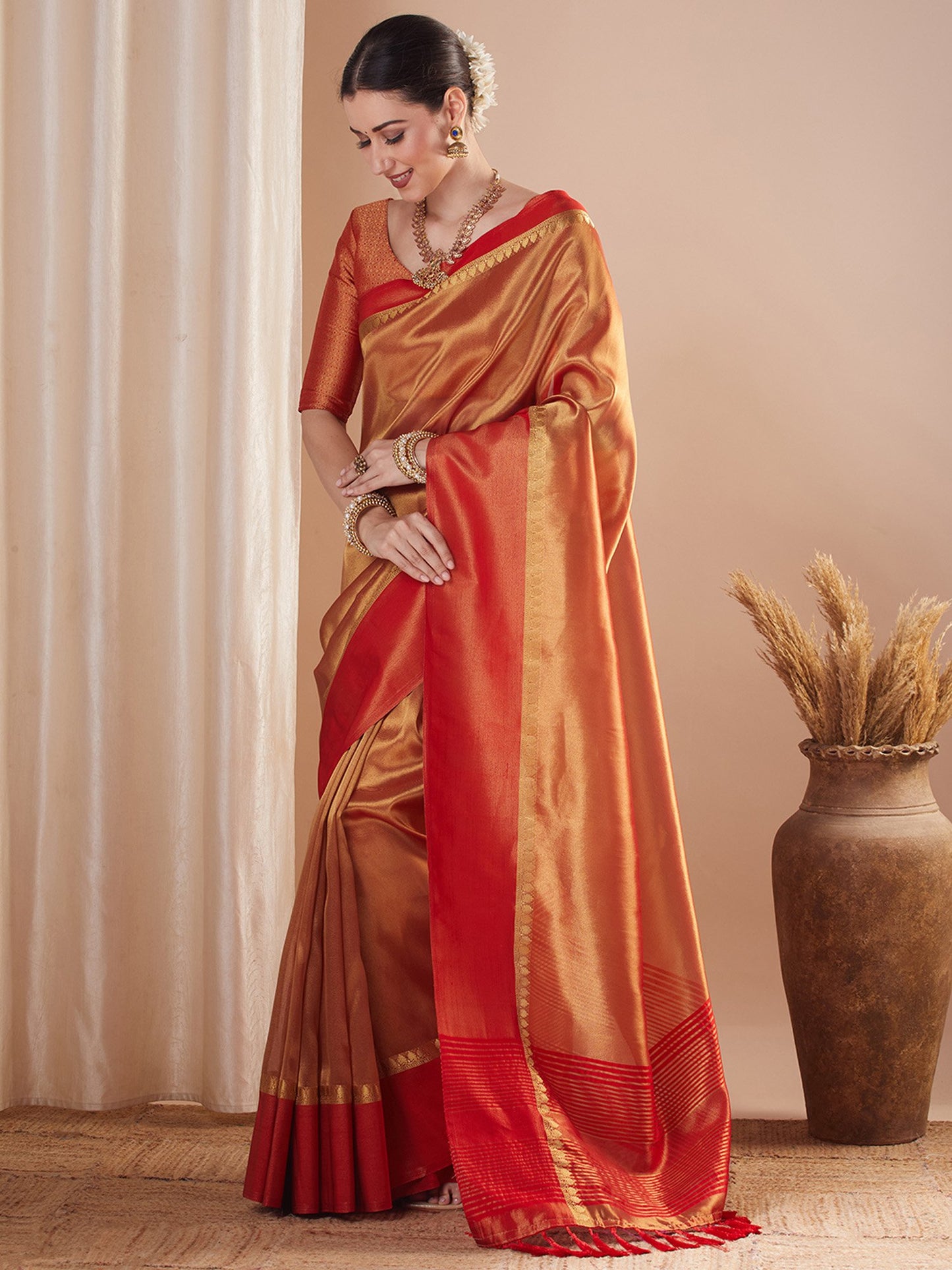 Gold Banarasi Tissue Woven Saree