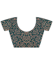 Teal Blue Party Wear Pure Chiffon Embroidered Saree - The Dori Store