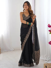 Black Party Wear Pure Chiffon Embroidered Saree - The Dori Store