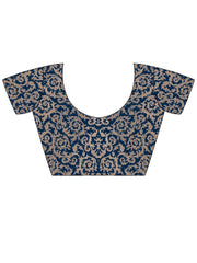 Teal Blue Party Wear Pure Chiffon Embroidered Saree - The Dori Store