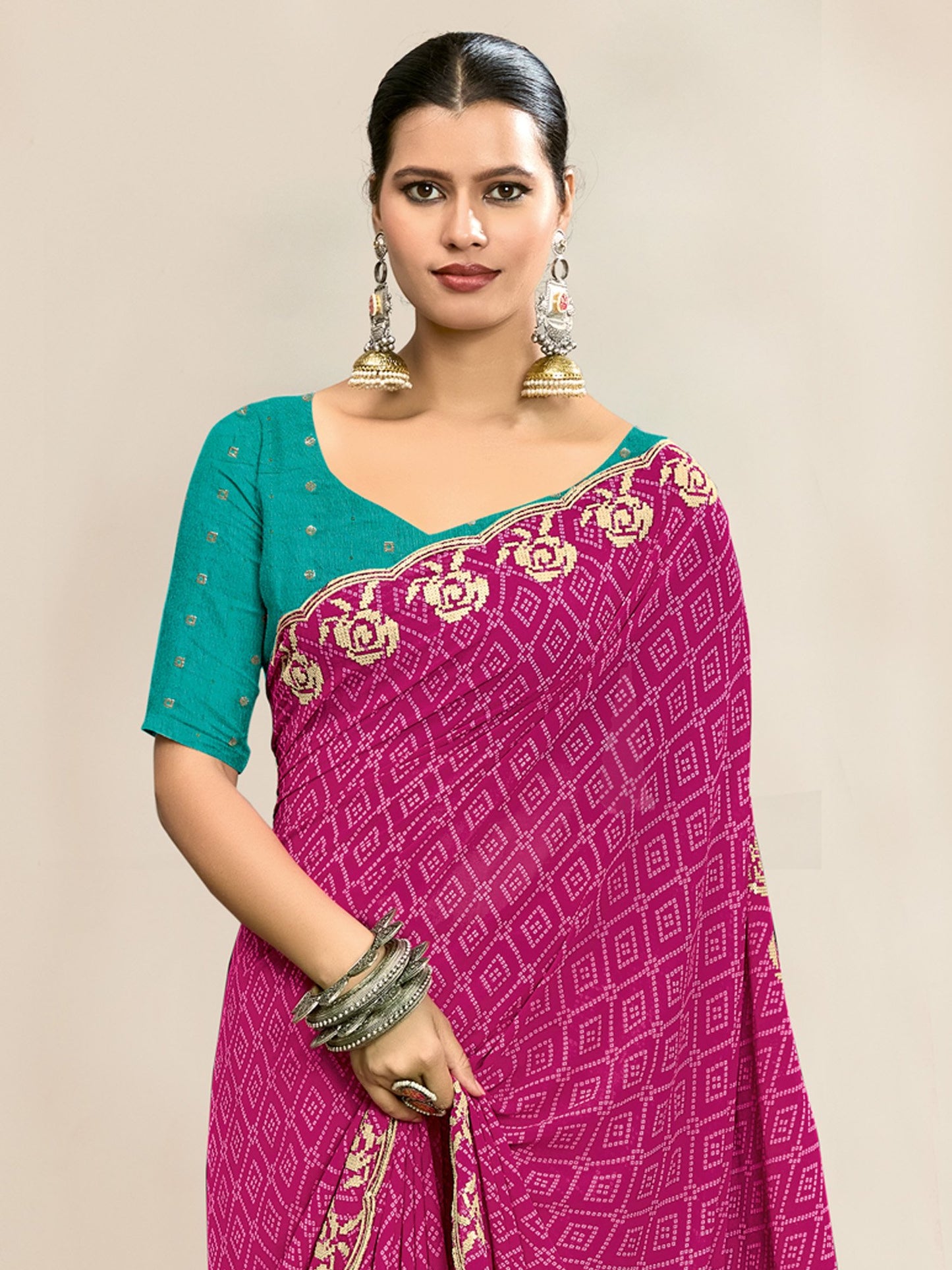 Pink Party Wear Georgette Embroidered Saree