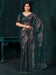 Blue Teal Party Wear Pure Silk Printed Saree