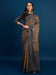 Grey Charcoal Tussar Silk Blend Printed Saree