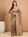 Brown Beige Tussar Silk Blend Printed Saree