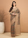 Brown Beige Tussar Silk Blend Printed Saree