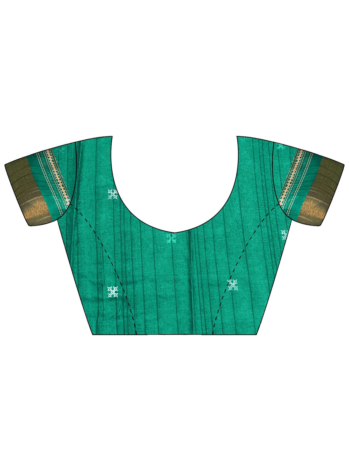 Teal Block Print Silk Blend Printed Saree