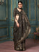 Brown Dark Block Print Silk Blend Printed Saree