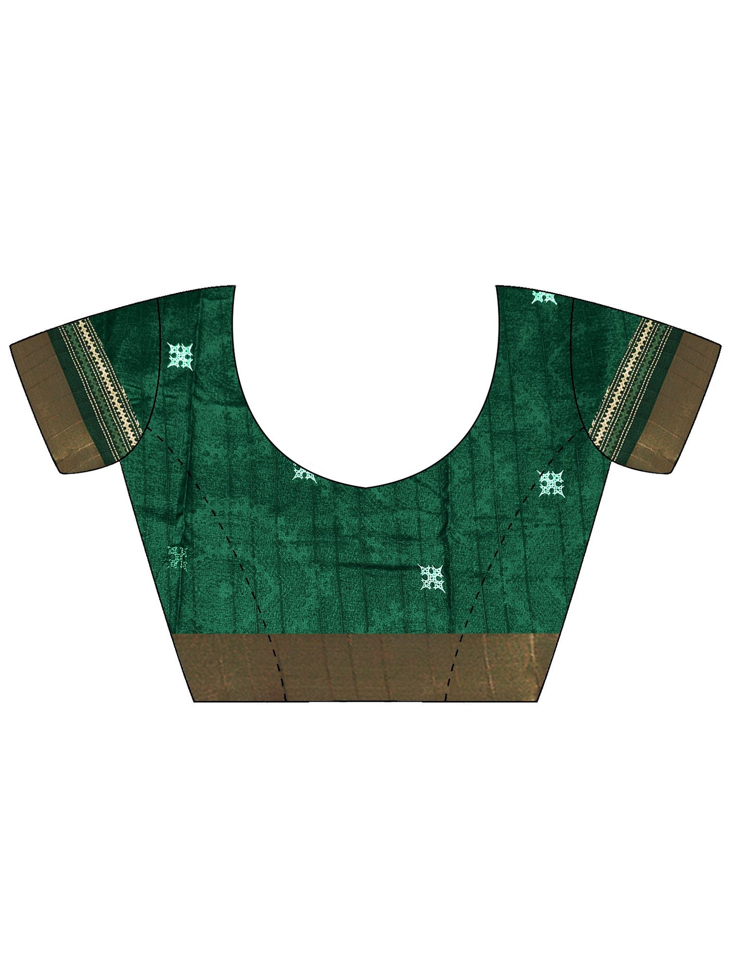 Green Block Print Silk Blend Printed Saree