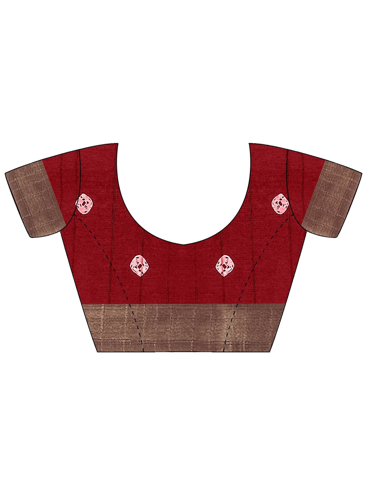 Red Block Print Silk Blend Printed Saree