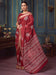 Red Red Block Print Silk Blend Printed Saree