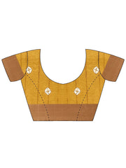 Yellow Block Print Silk Blend Printed Saree - The Dori Store