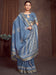 Blue Blue Block Print Silk Blend Printed Saree