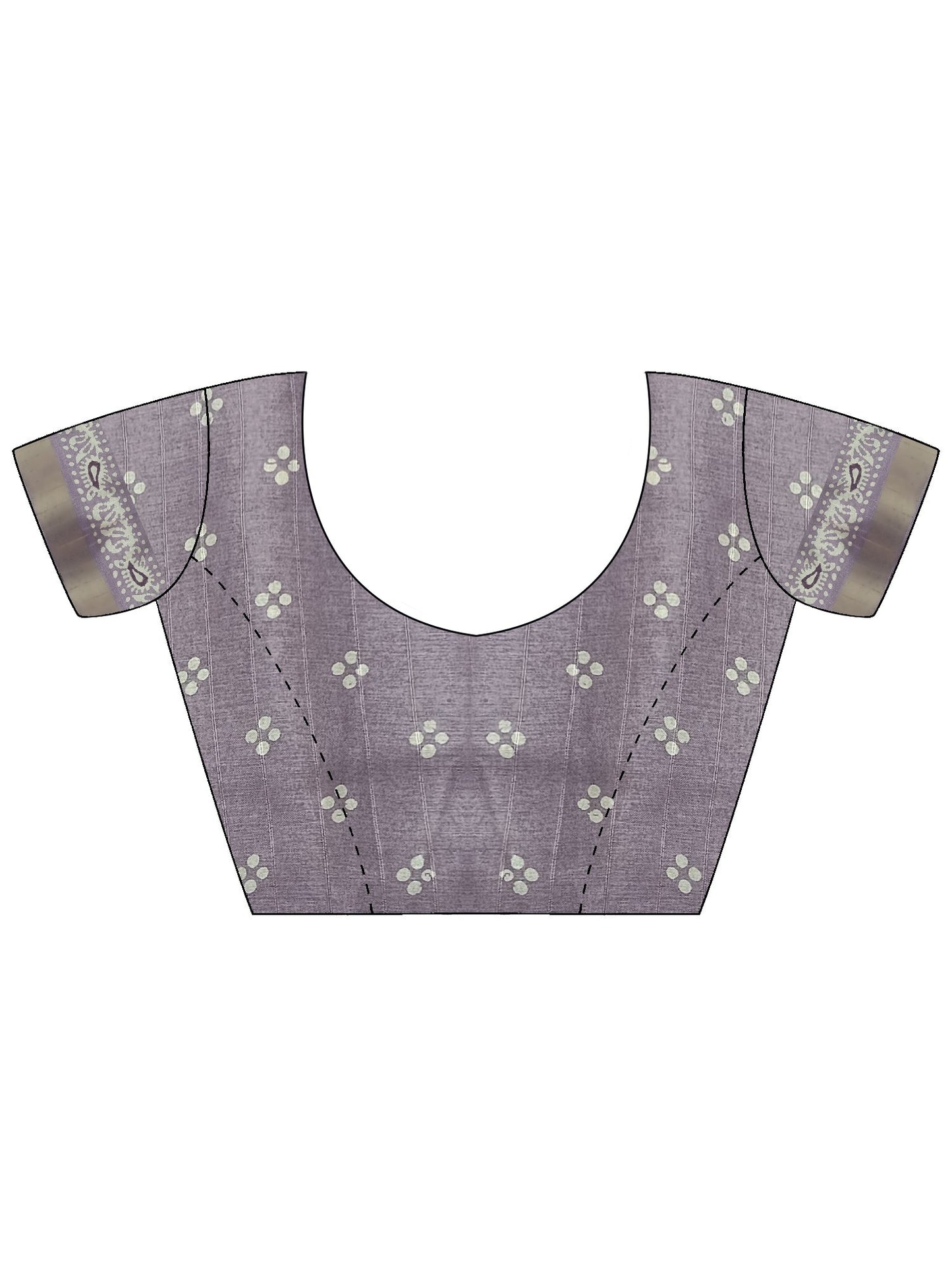 Mauve Block Print Silk Blend Printed Saree