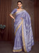 Lavender Lavendar Block Print Silk Blend Printed Saree