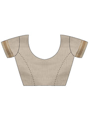 Cream Kasavu Linen Blend Woven Saree - The Dori Store