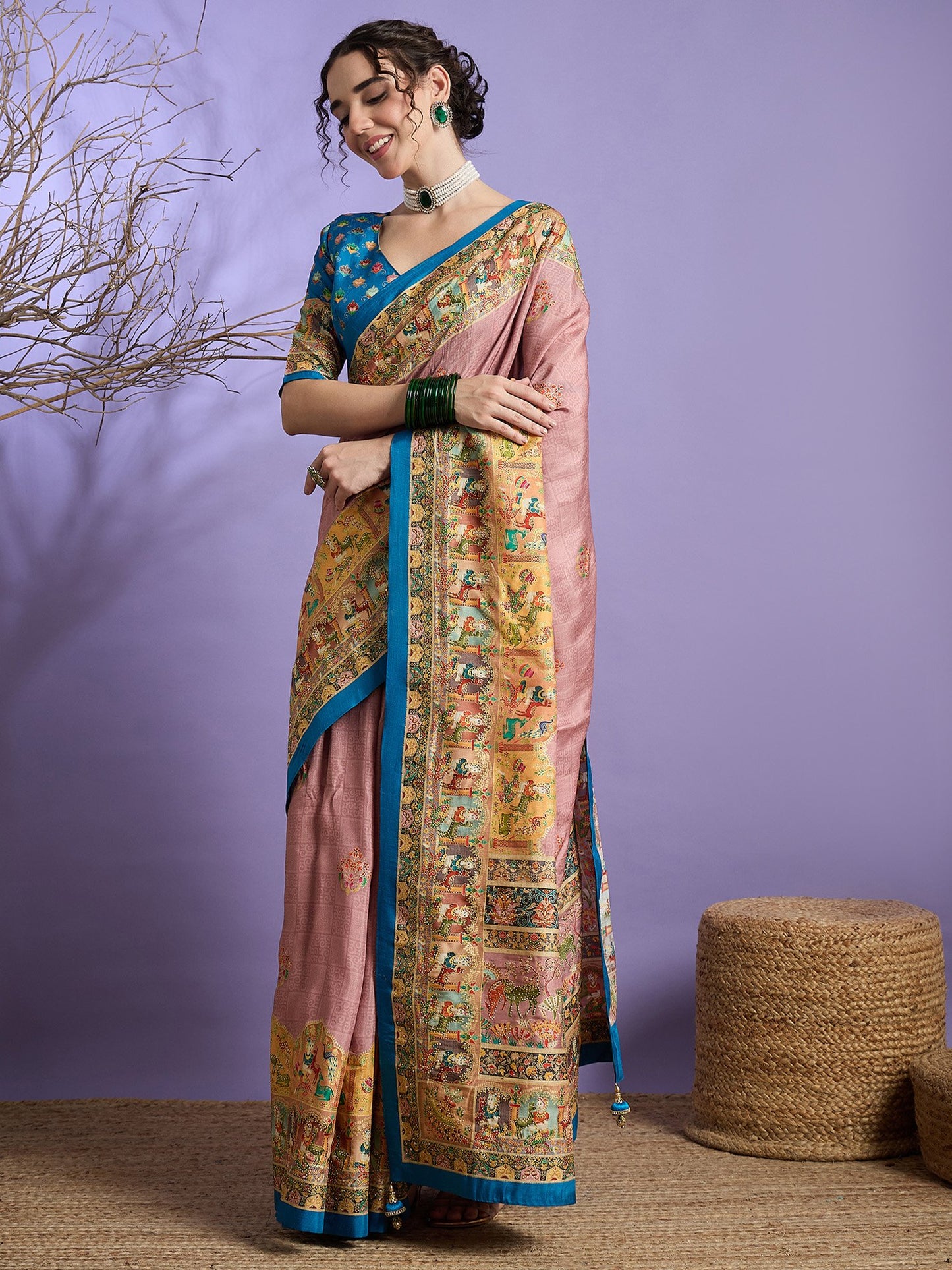 Mauve Banarasi Dola Silk Embellished Saree