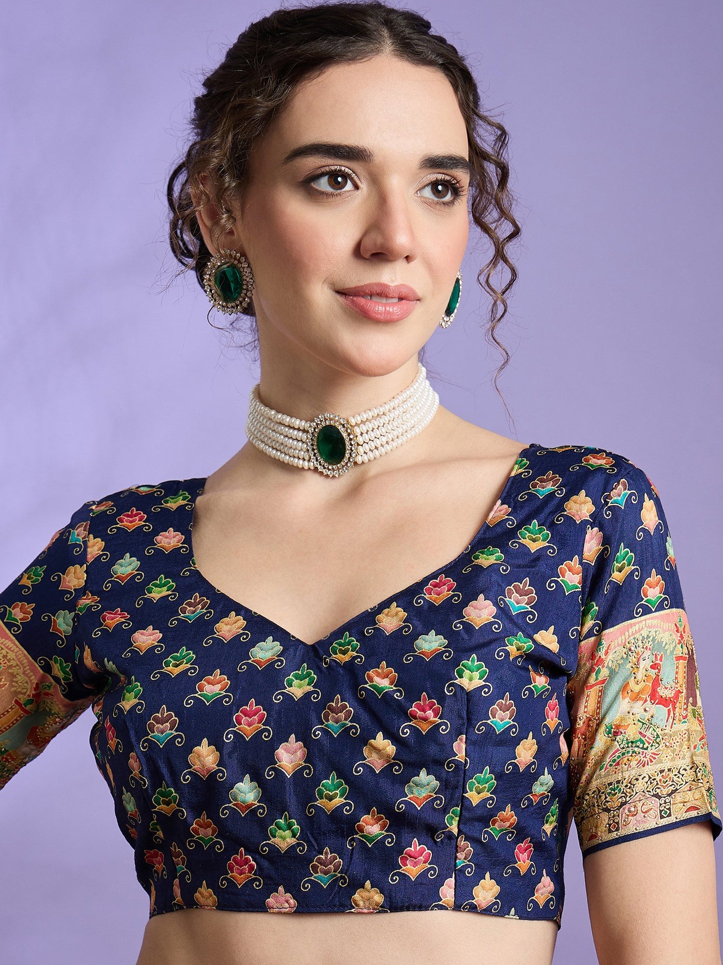 Navy Banarasi Dola Silk Embellished Saree
