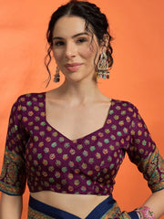 Navy Banarasi Dola Silk Embellished Saree - The Dori Store