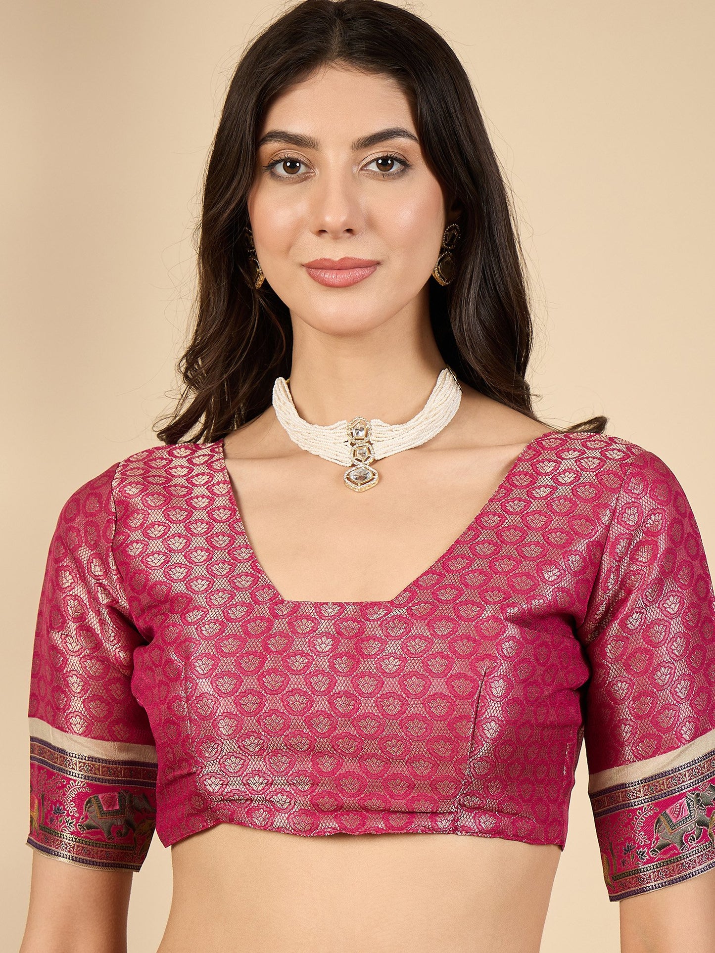 Mauve Banarasi Viscose Silk Woven Saree