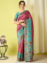 Pink Banarasi Viscose Silk Woven Saree - The Dori Store
