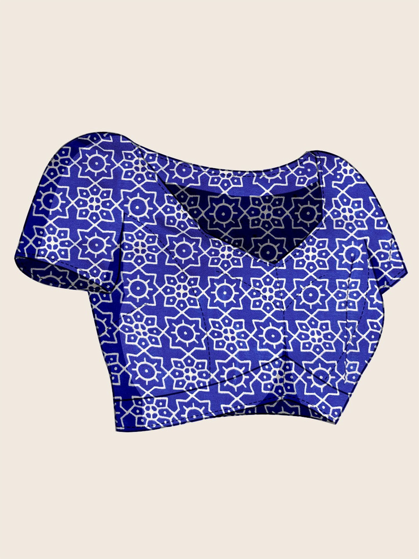 Navy Block Print Satin Printed Saree