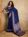 Blue Navy Block Print Satin Printed Saree