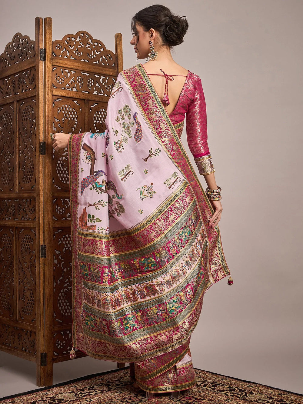 Mauve Banarasi Viscose Silk Woven Saree - The Dori Store