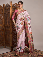 Mauve Banarasi Viscose Silk Woven Saree - The Dori Store