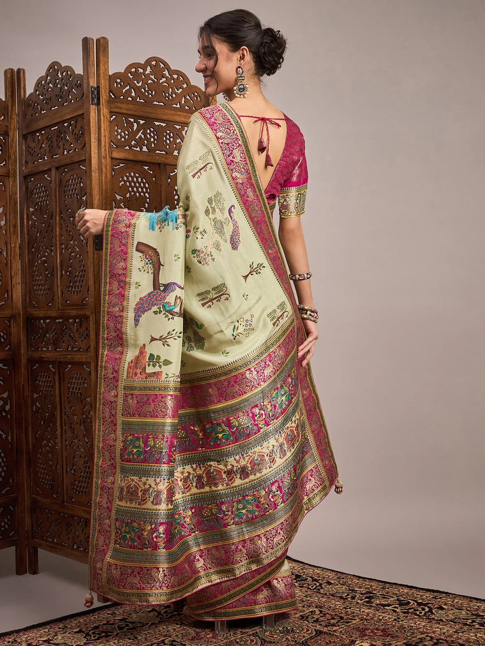 Light Banarasi Viscose Silk Woven Saree - The Dori Store